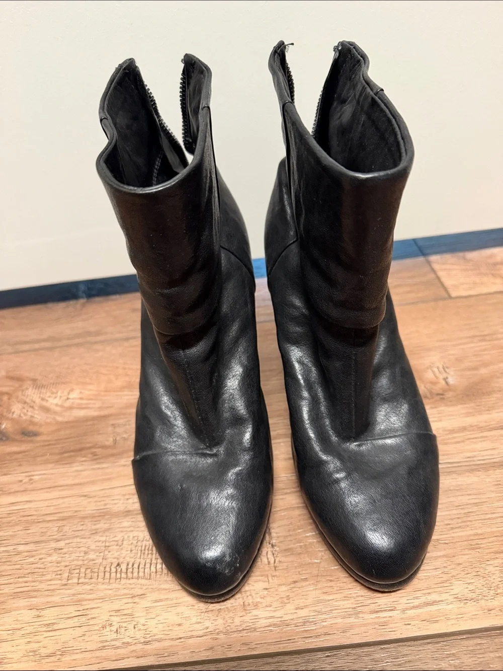 rag & bone Black Leather Pointed Ankle Boots